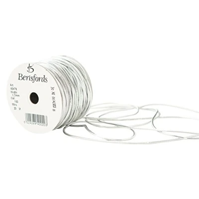 Image of Berisfords 1.7MM Round Metallic Elastic, Polyester, Silver, 6 x 4.4 cm