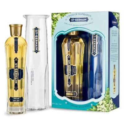 Image of St Germain French Artisanal Elderflower Liqueur Carafe Gift Pack, Made with Fresh Handpicked Elderflowers, No Artificial Flavours, 20% ABV, 50cl / 500ml
