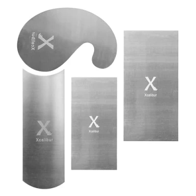 Image of Cabinet Scrapers Set of 4 Shapped 2 x Rectangulars, 1 Gooseneck and Curved Card Scraper, Shaped for Scraping Wood Alternative to Sandpaper Made by Xcalibur Tooling