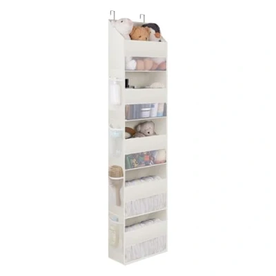 Image of GRANNY SAYS Over Door Organisers with 5 Large Capacity Pockets and 8 Mesh Pockets, Swing proof Behind Organizers Storage for Baby Nursery, Bedroom, Closet, Beige Hanging