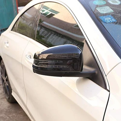Image of ABS Chrome Carbon Fiber Side Rearview Mirror Cap Cover Trim for Mercedes Benz W176 W246 W204 W212 W211 CLA w117 CLS w218 GLK X204 GLA X156 (Chrome, style)