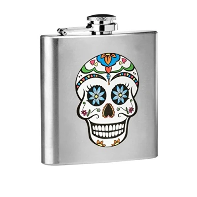 Image of Premier Housewares Skull Design Hip Flask, Stainless Steel 6 oz
