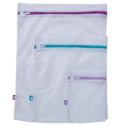 Image of Woolite Sanitized Treated 3 Piece Mesh Wash Bag, Polyester, White