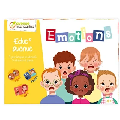 Image of Avenue Mandarine JE532C Educational box, Les Emotions Games from 4 years old Contains 1 Loto, Memo and 10 2 piece Puzzles