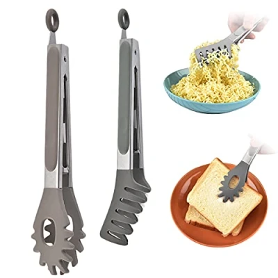 Image of Bncxdc Kitchen Tongs, 2PCS Cooking Tongs for Kitchen, BBQ Set, Heat Resistant Temperature Stainless Steel Spaghetti Spoon Server Noodle Food Serving Tong Baking Tools