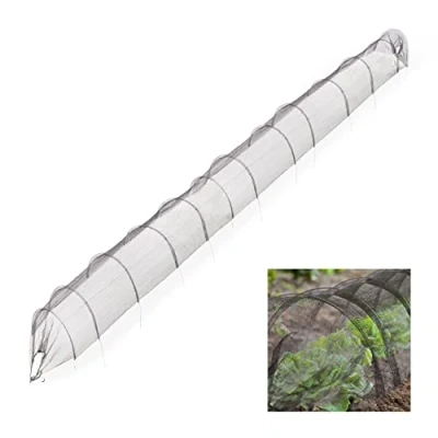 Image of Relaxdays Plant Tunnel, 7m Long, Plastic Net, Grow, Protect, Ground Anchors, Fold Up, Garden, Flower Beds, Decor, Black, 7 m
