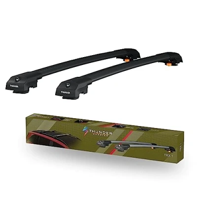 Image of Thunder Carrier Roof Rack For BERLINGO 2008 2018 Black Aluminium Cross Bars Lockable Fit Raised Side Rails Rails, Bar, Rail Anti Theft