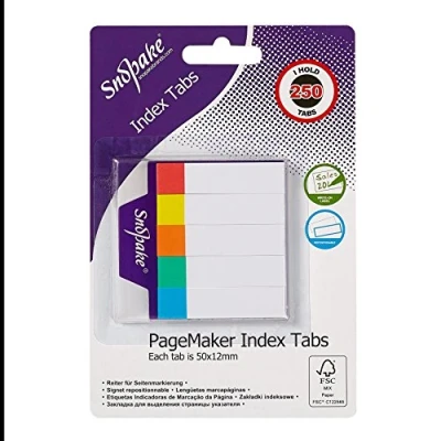 Image of Snopake Index Tab PageMarkers 50 x 12 mm 250 Tabs White with Assorted Tips [Pack of 12] Ref: 13150