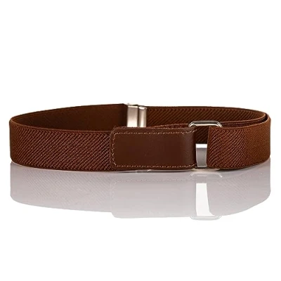 Image of Olata Children’s Stretch Elasticated Belt with Adjustable Hook and Loop Fastening 5 12 years. Brown