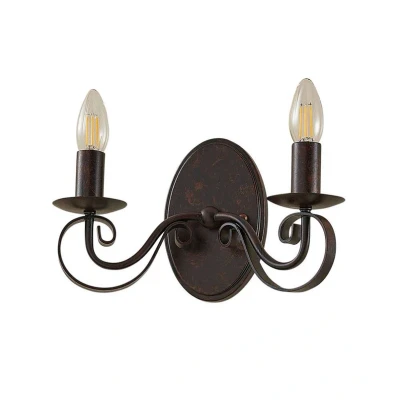 Image of Lucande 2 bulb rust coloured wall light Caleb