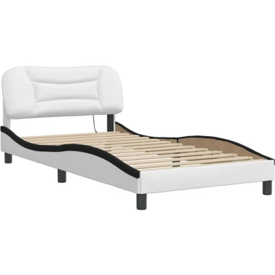 Image of vidaXL Bed Frame with LED without Mattress &quot;Hvar&quot; White and Black 100x200 cm