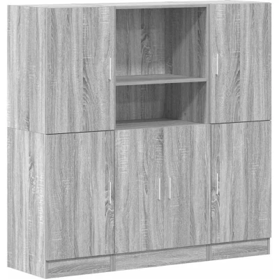 Image of vidaXL 3 Piece Kitchen Cabinet Set Grey Sonoma Engineered Wood