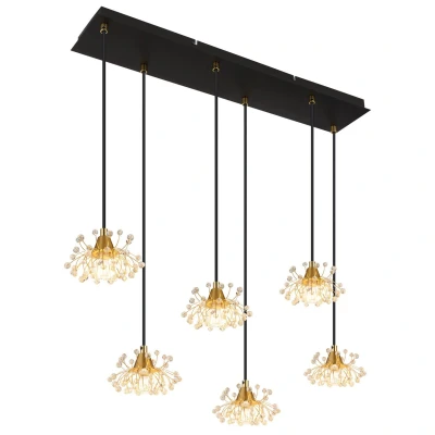 Image of Fiore Cluster Pendant Ceiling Light Matt Black 6x G9