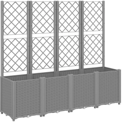 Image of vidaXL Garden Planter with Trellis Light Grey 160x40x140 cm PP