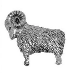 Image of Gift Box Pewter Ram Pin Badge or Brooch for Scarf, Tie, Hat, Coat Bag