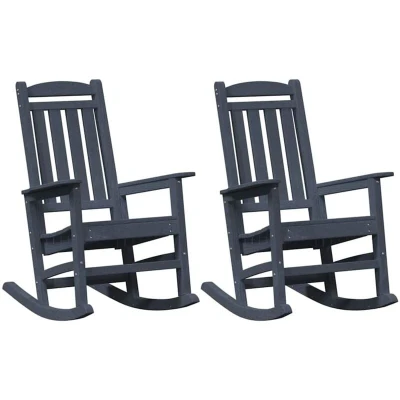 Image of vidaXL Garden Rocking Chairs 2 pcs Navy Blue 70x92x107.5 cm HDPE