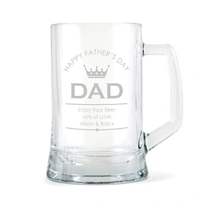 Image of The Gift Experience Personalised Father&#039;s Day Glass Tankard, Gifts for Him, Dad