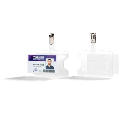 Image of Durable ReXycle 1 Card Security Pass ID Badge Holders with Clip Made From 70% Recycled PP Clear Pack of 25
