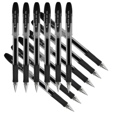 Image of Q Connect Quick Dry Gel Pen Medium Black (Pack of 12) Ref KF00678