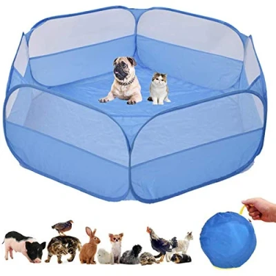 Image of Small Animal Cage, Pet Playpen, Play Tent, Indoor/Outdoor Bedding Fence, Portable Pen for Hamster, Guinea Pig,Bunny, Puppy, Ferret, Rat, Cat, Chinchilla, Bearded Dragon, Hedgehog (nocover Blue)