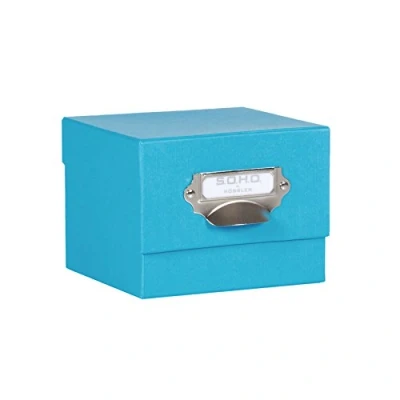 Image of Rössler SOHO 165mm x 150mm A4 Photo Box with Handle and Index Holder Pacific Blue