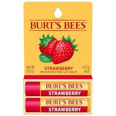 Image of Burts Bees Strawberry Moisturizing Lip Balm, 0.15 oz, Pack of 2