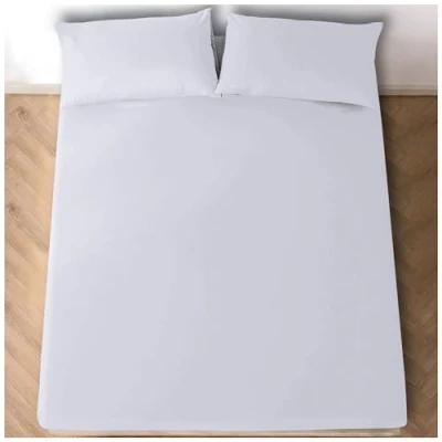 Image of Fitted Bed Sheets King Size (150x200 cm) Breathable Sheet 25cm(10&quot;) Deep Elasticated Corners Bottom White