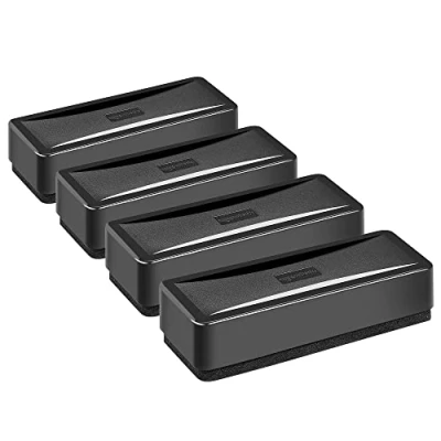 Image of Amazon Basics Dry Erase Rectangular Whiteboard Eraser, 4 Pack, Black