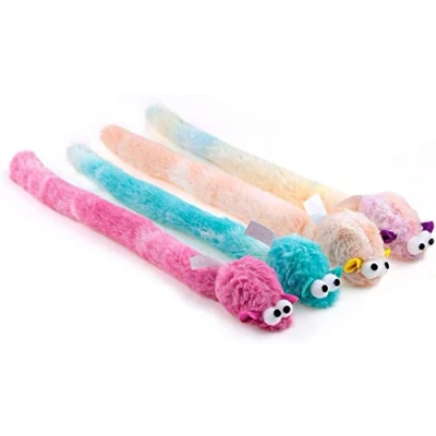 Image of CHIWAVA 4 Packs 15 Inch Long Soft Plush Cat Toys Mice with Bell Rustle Sound Small Mouse Activity Interactive Toy