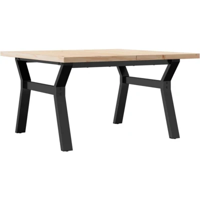 Image of vidaXL Coffee Table Y Frame 80x80x45.5 cm Solid Wood Pine and Steel