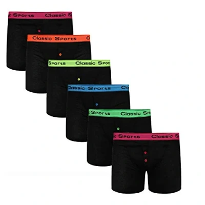 Image of Sock Stack Boys Boxer Shorts 6 Pairs Of Kids Neon Boxershorts Classic Boxers Underwear, 12 13 Years