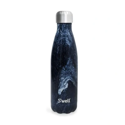 Image of S&#039;well Original Water Bottle, Azurite Marble, 500ml, Vacuum Insulated Bottle Keeps Drinks Cold and Hot, BPA Free Stainless Steel Leak Proof On The Go Hydration, Blue