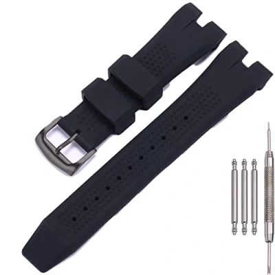 Image of MCXGL silicone Rubber Strap Compatible with Citizen AW1475 1476 1477 CA4154 4155 Watch Replacement Band Sports Waterproof Bracelet (Black black buckle)