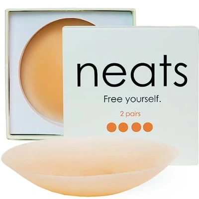 Image of NEATS Nipple Covers for Women, Reusable &amp; Hypoallergenic Silicone Pasties, Breast Petals Champagne