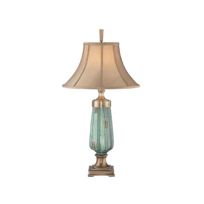 Image of Monteverde 1 Light Table Lamp Ceramic, Green, Aged Brass, E27