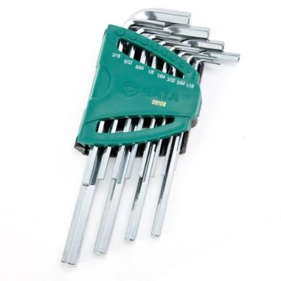 Image of SATA ST09108SJ 12 Piece SAE Hex Key Set with Long Arm, 1/19 Inch 3/8 Inch, Chamfered Tips and Storage Caddy
