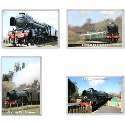 Image of Flying Scotsman Steam Engine Train 4 Pack Jumbo Fridge Magnet/Magnets Gift/Souvenir/Present