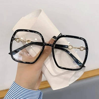 Image of NOVESIXTDAT Oversized Reading Glasses Women, Extra Large Flat Light Mirror, Square Blue Blocking Reader, Anti Glare Eyewear (Color : Black, Size +0.00)