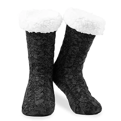 Image of CityComfort Slipper Socks for Women Teenagers, Cosy Warm Fleece Lined Bed Gifts Her (Black Charcoal)