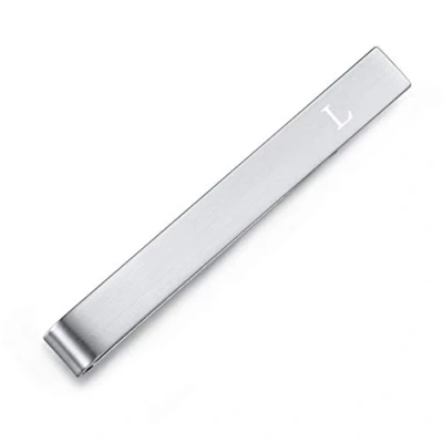 Image of HONEY BEAR Mens Initial Alphabet Letter Tie Clip Bar Normal Size Stainless Steel for Business Wedding Gift,5.4cm,Brushed Silver A Z