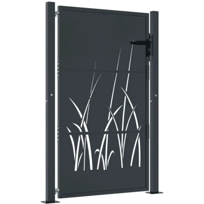 Image of vidaXL Garden Gate Anthracite 105x155 cm Steel Grass Design
