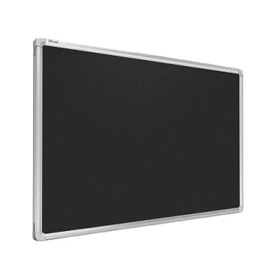 Image of ALLboards Felt Notice Board Aluminium Frame 90x60 cm Black, Textile Push pin Bulletin Blue
