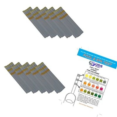 Image of Suds online 100 x 3 in 1 Chlorine Test Strips for Swimming Pools Spas &amp; Hot Tubs Free Chlorine, pH TA