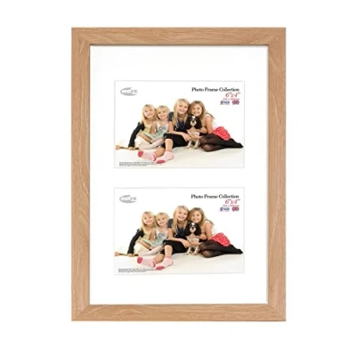 Image of Inov8 Framing Photo Frame, Wood, Lime Oak, 12&quot;x8&quot; (30.48cm x 20.32cm) (Dual Apperture 2 6&quot;x4&quot;)