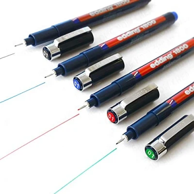 Image of edding 1800 Profipen Pigment Liner Drawing Pen 0.1mm [Set of 4 Black, Blue, Red, and Green]