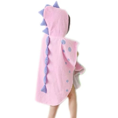 Image of Alltops Kids Cotton Hooded Towel Cartoon Unicorn Dinosaur Bathrobe Bath Poncho for Boys Girls, 0 4 years, Pink