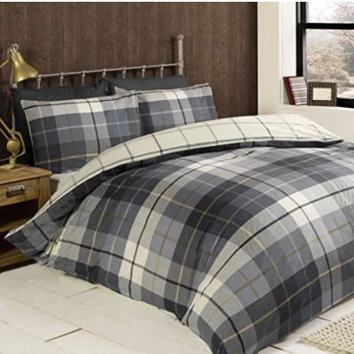 Image of Rapport Home Lomond 100% Brushed Cotton Duvet Cover Set, Blue, Super King
