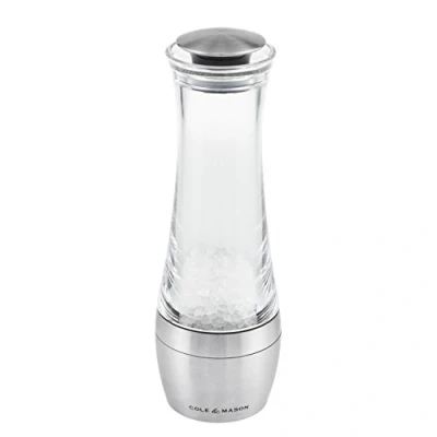 Image of Cole &amp; Mason H308792P Amesbury Salt Mill, Precision+ Stemless, Stainless Steel/Acrylic, 190 mm, Single, Includes 1 x Grinder