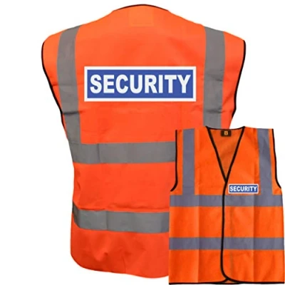 Image of Security Badge Orange Hi Vis Vest Reflective, Work Wear Coat Officer, High Visibility, By Brook Vis, XXXLarge