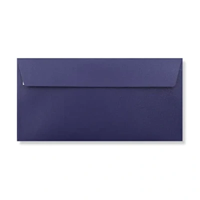 Image of DL Coloured Envelopes for Greeting Cards Wedding Invitations &amp; Crafts (110x220mm) Pack of 50 (Pearl Dark Blue Peel Seal)